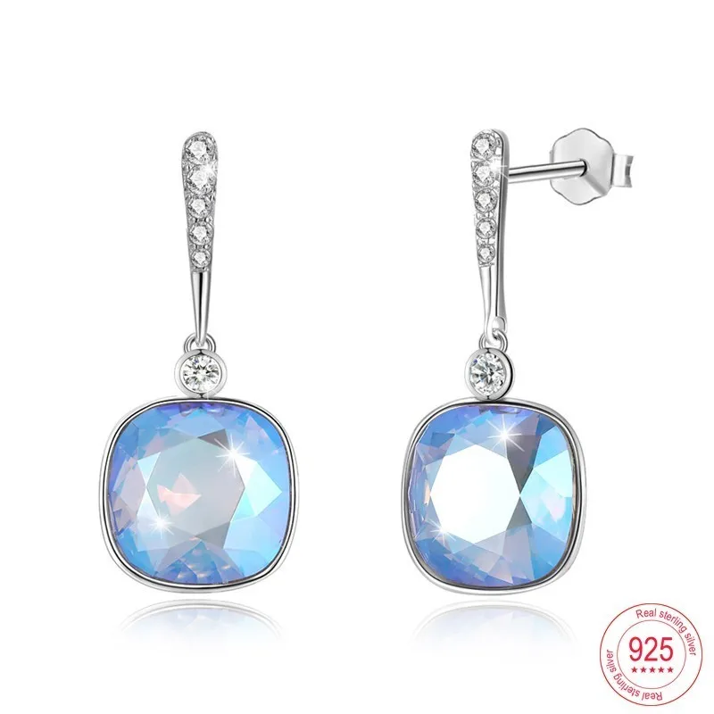 Malanda круглый благородный кристалл от Swarovski серьги висячие серьги из серебра 925 пробы для женщин модные серьги ювелирные изделия подарок - Окраска металла: SHIM 211