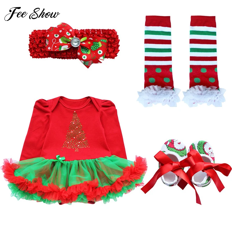 Рождественский комбинезон для маленьких девочек платье на первый день рождения