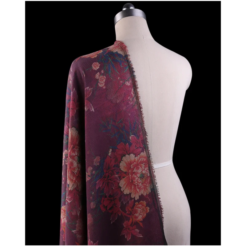 Пион цифровая печать 100% тяжелый шелк атласная ткань для женщин платье Cheongsam Gambiered