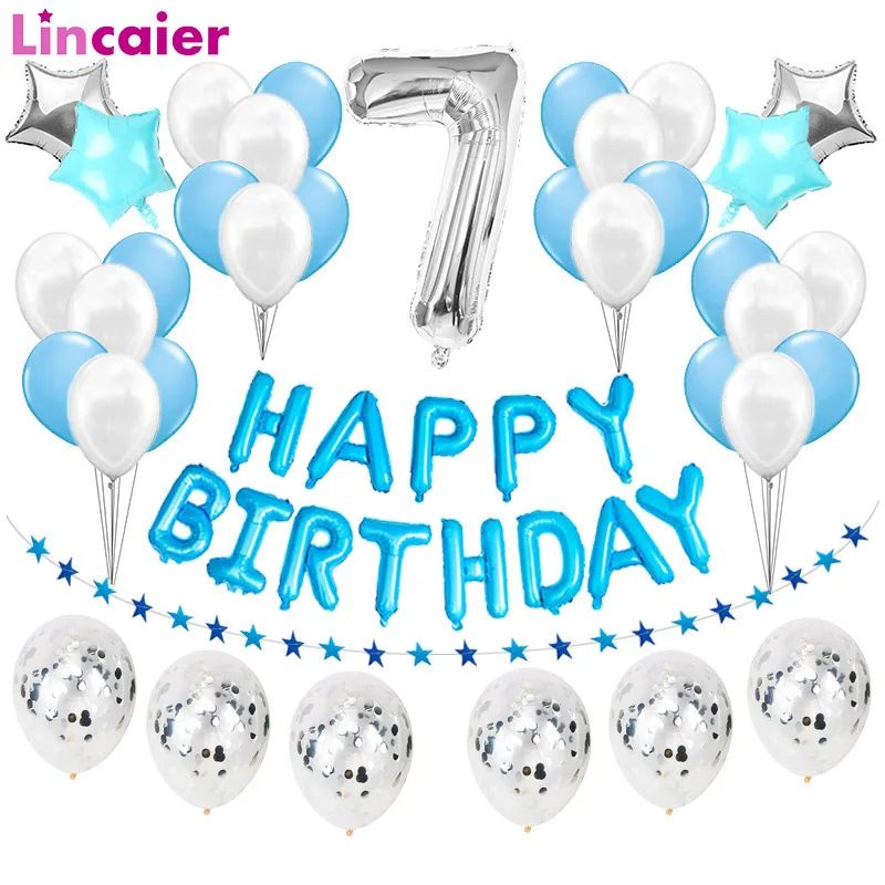 Шары из фольги с цифрой 7 лет украшения для вечеринки в честь Дня Рождения семь