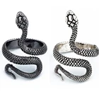 Женское Винтажное кольцо в виде змеи, серебристое кольцо в стиле панк, хип-хоп, рок, подарочные аксессуары