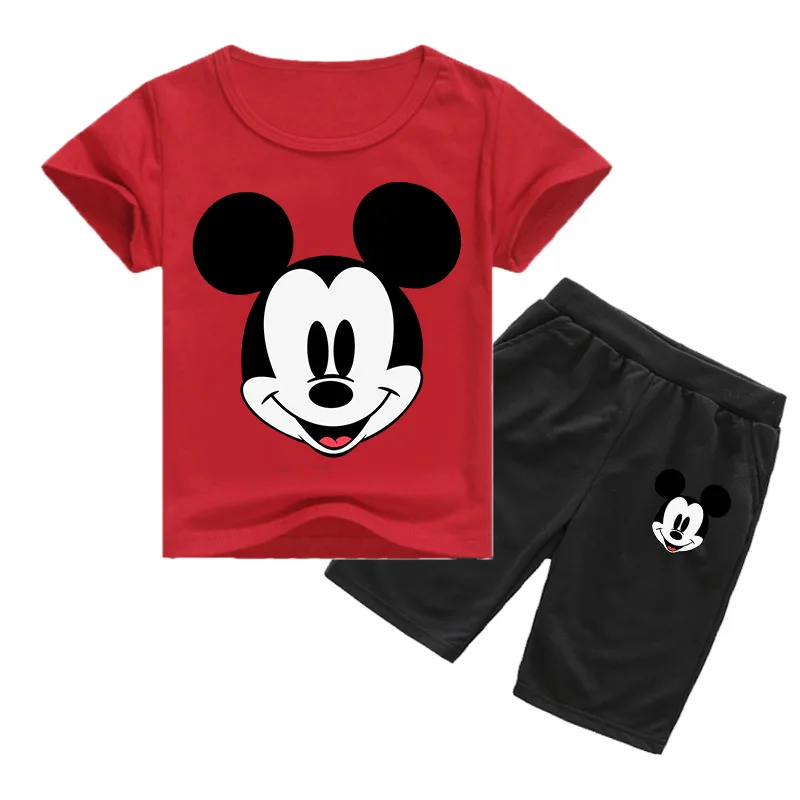 

Summmer children's clothing double-sided cartoon hot stamping printing leisure children's clothing set 0297