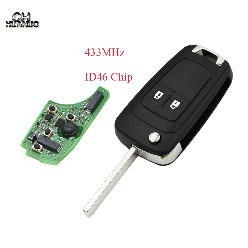 2 кнопки Keyless go Складной флип дистанционный ключ умный Автомобильный для Chevrolet 433MHz