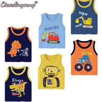 ciaoxlinyoung baby kid boy vest forklift aircraft car excavator cartoon transportation sleeveless top new 100 cotton clothes