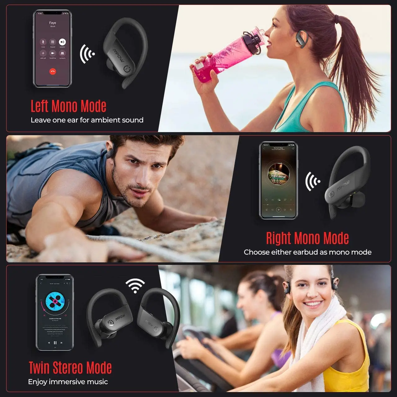 

Mpow Flame Lite Wireless Earbuds Sport Earphones In-Ear Bluetooth Bass+ IPX7 Waterproof Earbuds with 30H Playtime&Charging Case