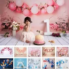 Фон для детской фотосъемки с изображением торта, воздушных шаров на день рождения, декорация для детской вечерние НКИ