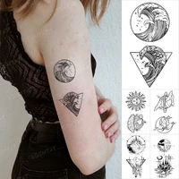 small tatoo sea sun moon waterproof temporary tattoo stickers arm wrist kids fake tattos on paper body art men women