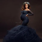 Европейские и американские кружевные комбинированные сетчатые платья для беременных с длинным рукавом для фотосъемки