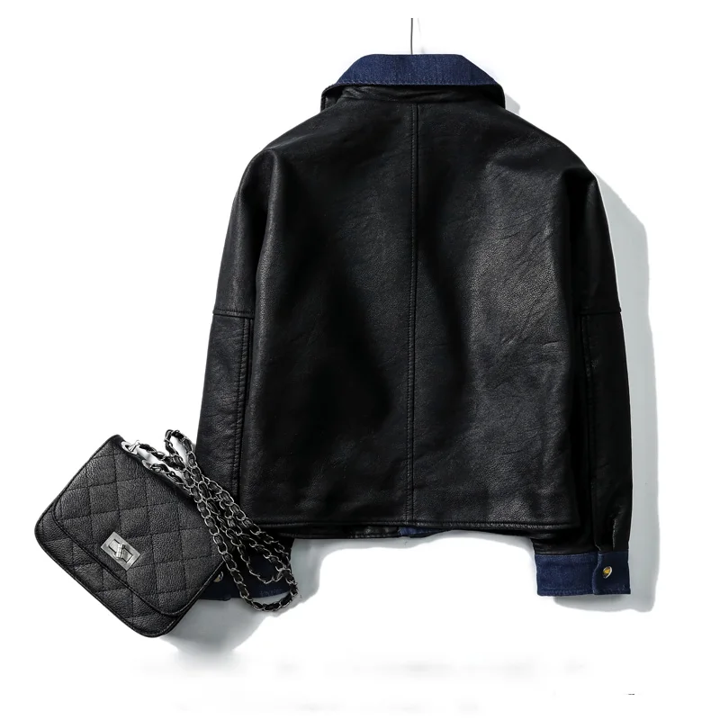 

2020 Black Women Pu Leather Jacket Spring Autumn Loose Outerwear Ladies Soft Faux Leather Biker Jacket Female Coat
