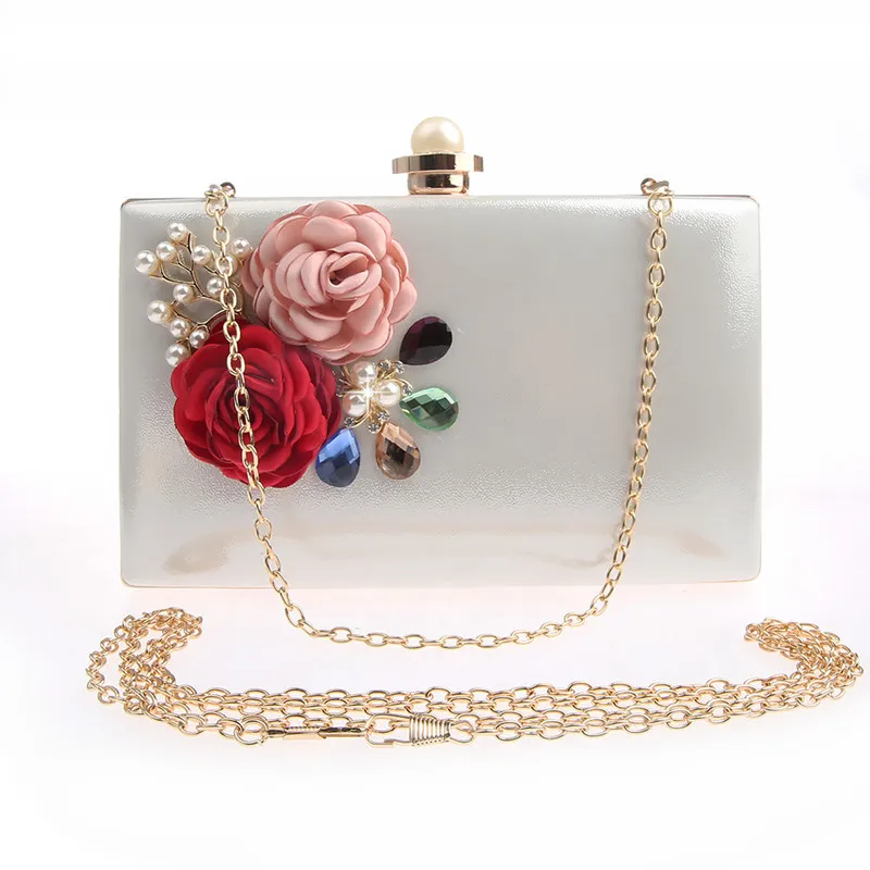 2019 high quality luxury handmade flowers evening bags brand dinner clutch purse with chain flower banquet | Багаж и сумки