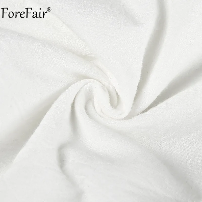 Forefair с открытыми плечами рюшами с пышными рукавами Boho Платье Белое Женское с рюшами пляжное платье без бретелек повседневное хлопковое с длинным рукавом Сарафаны