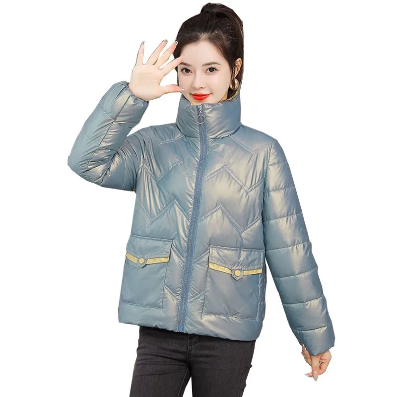 

Новинка 2021, зимняя куртка, парки, Женская Глянцевая пуховая хлопковая куртка, парка, теплая женская модная короткая куртка с подкладкой, пов...