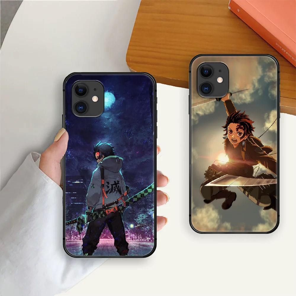 

Kamado Tanjirou Demon Slayer Phone Case Cover For Iphone 5 6 7 8 11 12 5S 6S X Xr XS Se Plus Pro Max Mini 2020 Black Painting 3D