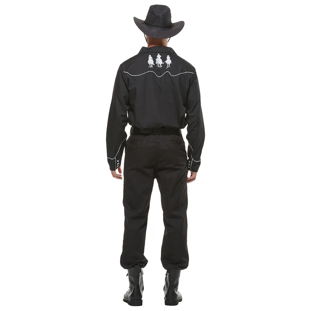 Western Rockabilly Shirts Retro Cowboy Country Music Shirt Bar Theme Party Cosplay Black Slim Fit