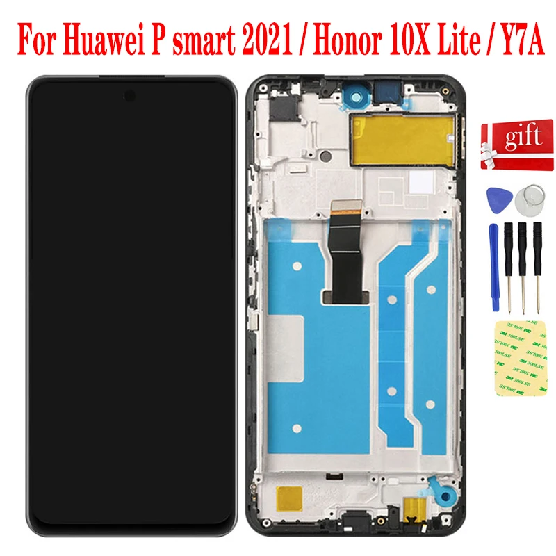 

For Huawei P Smart 2021 LCD Y7A PPA-LX2 LX3 Honor 10X Lite LCD Display Panel Touch Screen Digitizer Sensor Assembly Frame