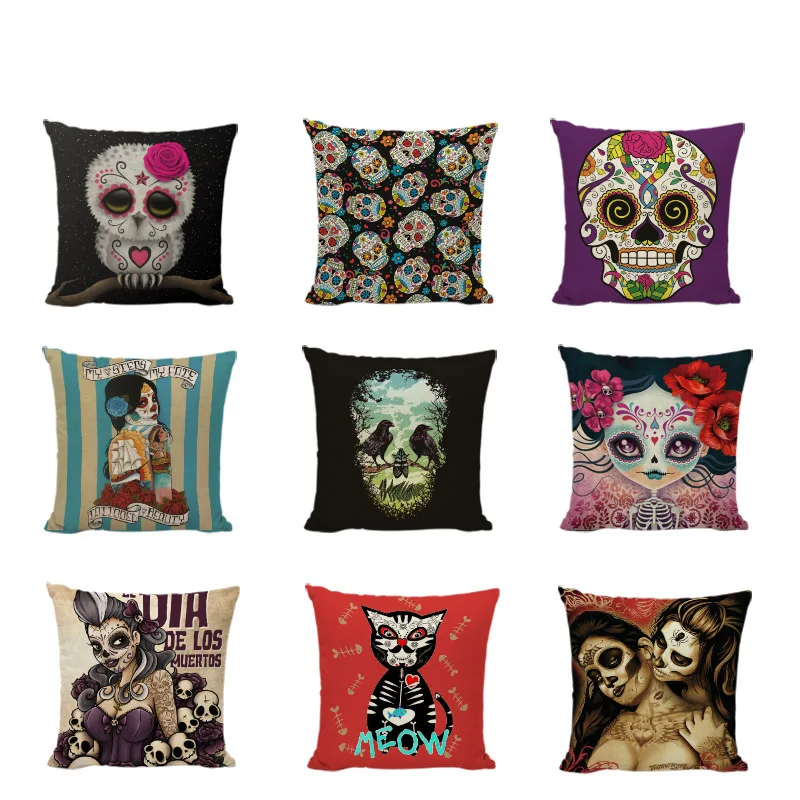 Украшение для дома в готическом стиле|sugar skull cushion covers|cushion coverskull cover |