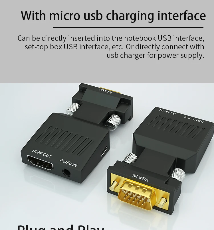 GCX преобразователь из VGA в HDMI аудио видео синхронизация 1080P 60Hz VGA2HDMI для ПК монитор проектор VGA штекер HDMI Женский адаптер