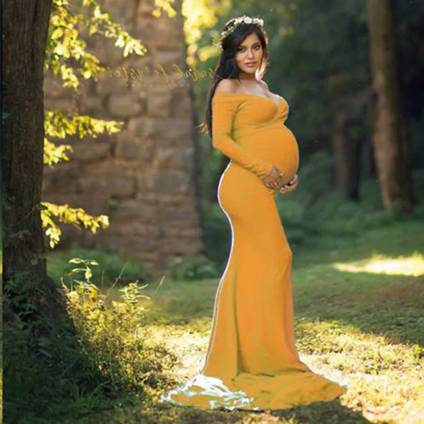 Платье для беременных реквизит фотосессии богемное платье с длинными рукавами