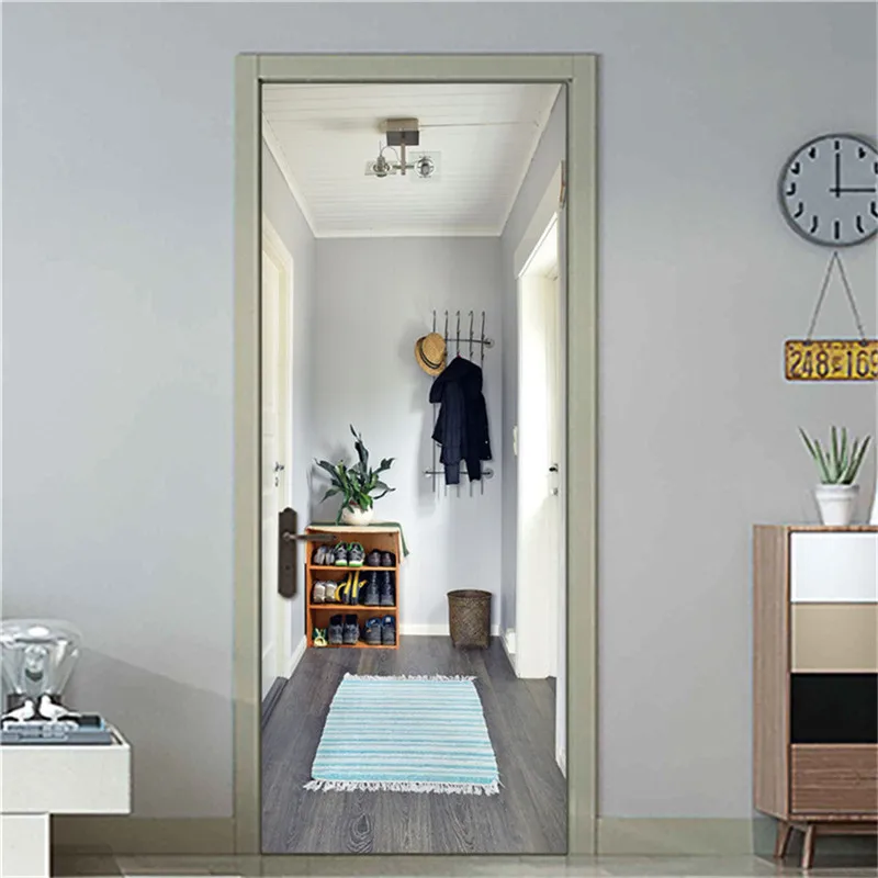2pcs/Set 3D Wallpaper for Door Custom Size Self Adhesive On the Doors DIY Renovation Waterproof Poster For Living Room | Дом и сад