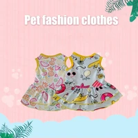 dog dress fruit printing round neck cotton two legged pet skirt for daily life