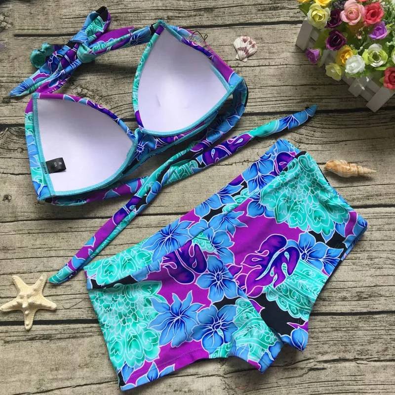 MUOLUX 2020 Женский комплект бикини с открытой спиной цветочный принт танкини