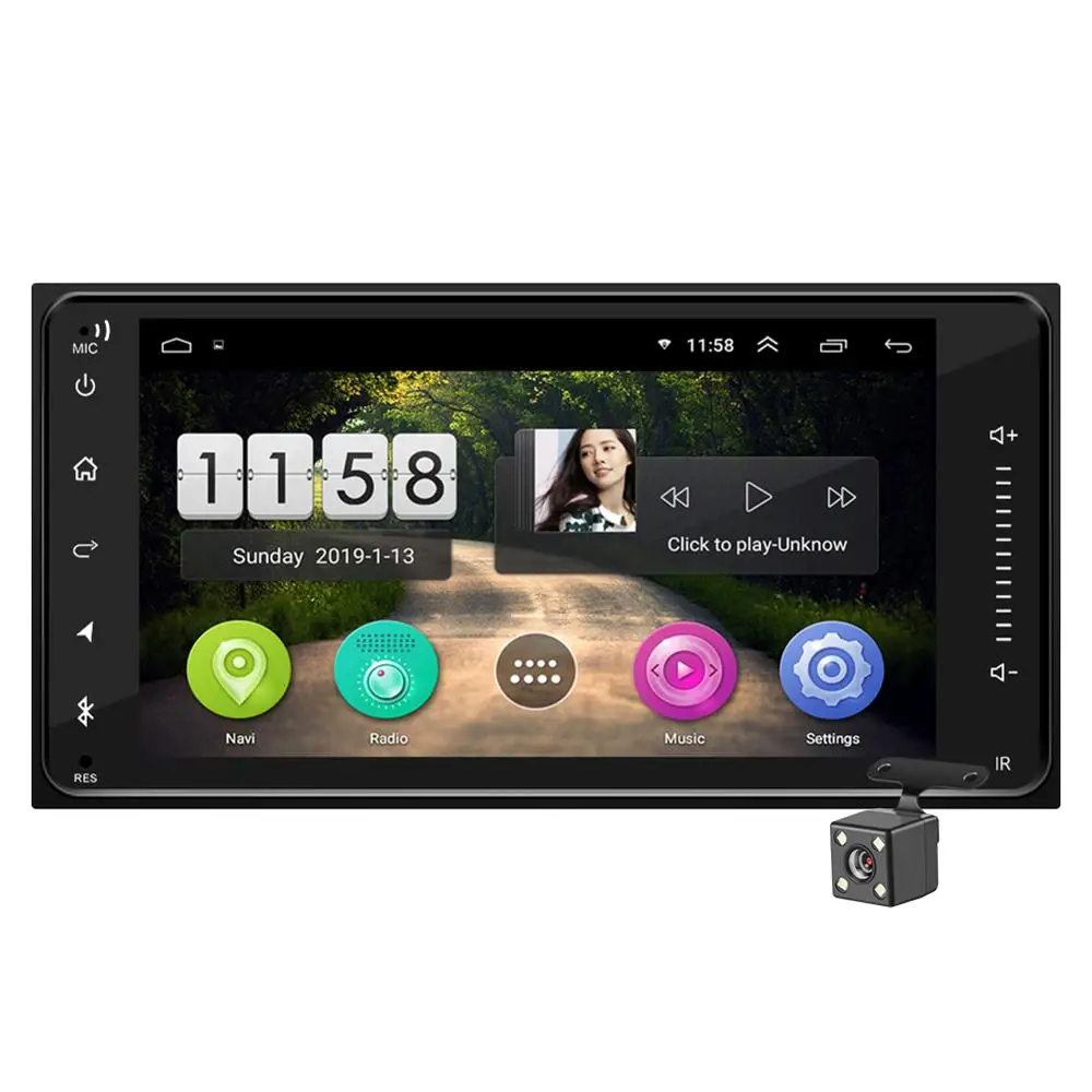ALLOYSEED 7 дюймов 2 DIN Android 8,1 автомобильный стерео Bluetooth gps Navi USB MP5 плеер FM радио Поддержка емкостный мультисенсорный экран - Цвет: with Camera