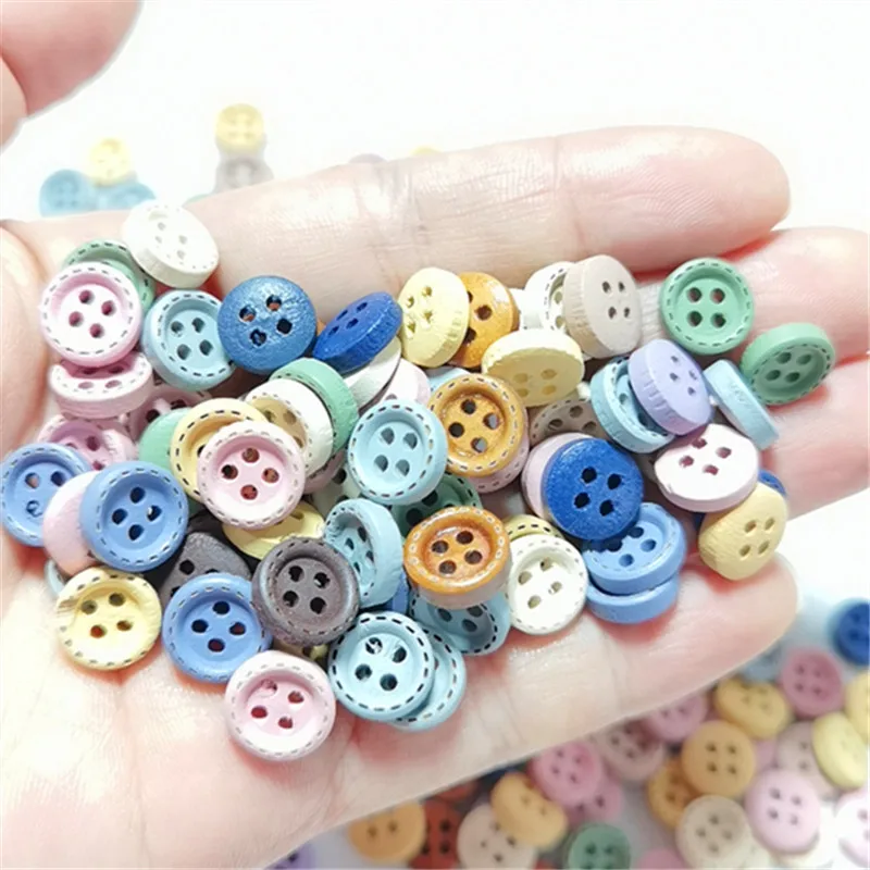 

100pcs/Pack 10mm Mixed Wooden decorative Buttons For Sewing clothing Scrapbooking Crafts home decor