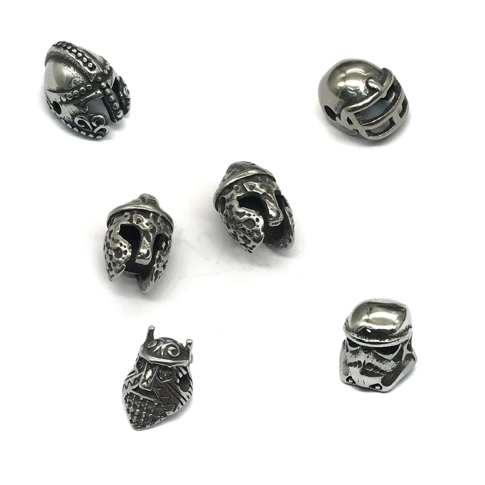 

Helmet Beads 316l Stainless Steel Small Hole beads Spartan Charms for DIY Bracelets Necklace Jewelry Making