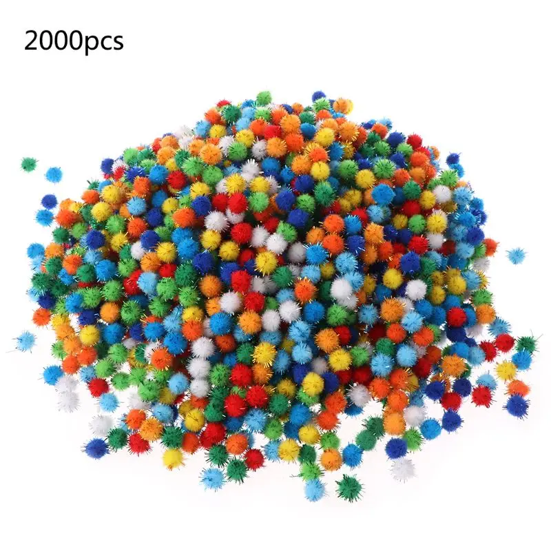 

2000Pcs 10mm Mini Fluffy Soft Pom Poms Pompoms Glitter Ball Handmade Kids Toys DIY Sewing Craft Supplies Mixed Color