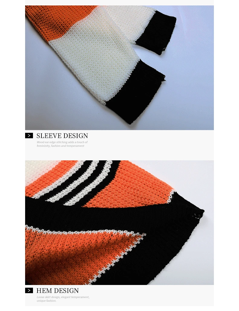 

Women Winter Sweaters Matching Colors Striped Fashion Streetwear For Lady With Long Sleeves Casual Base Tops Autumn New Style