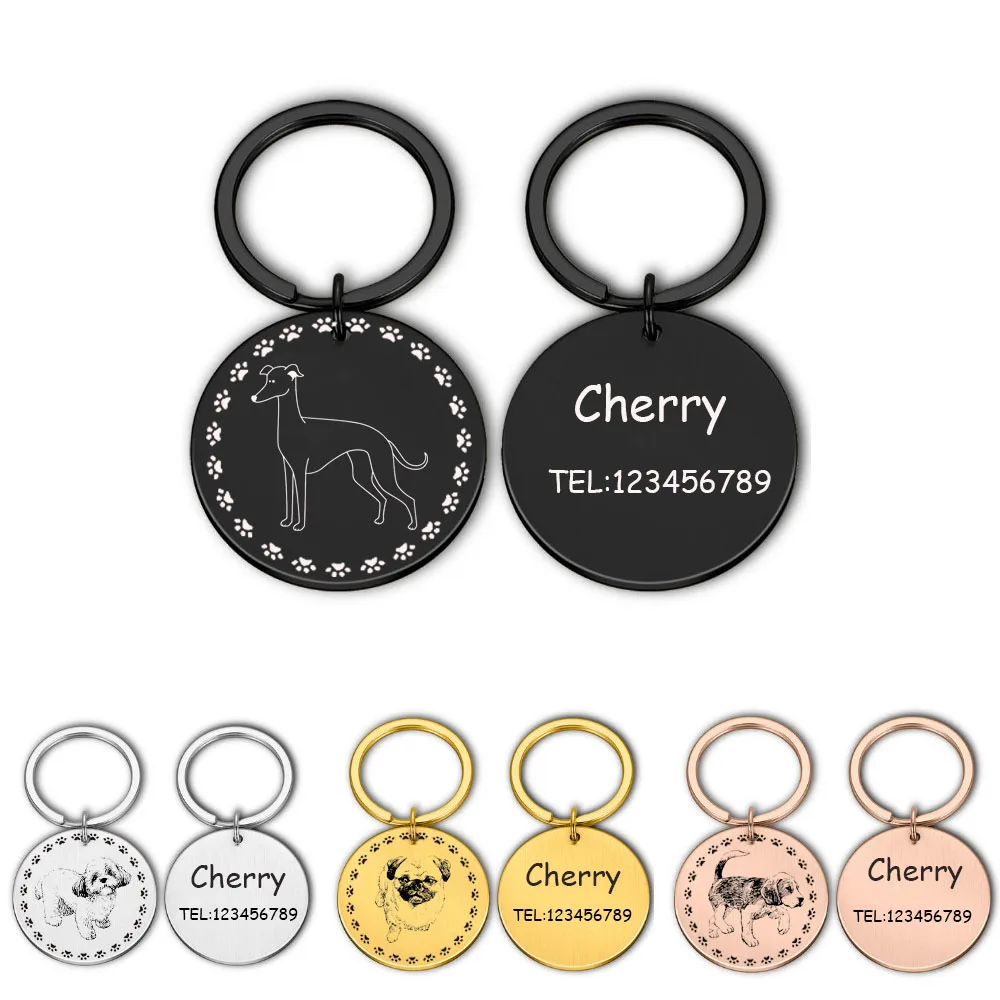 

Laser Engraved Dog Cat ID Tags Custom Pattern Name Phone Number Puppies Cat Anti-Lost Pet Tag Nameplate Dogs Cats Puppy Collar