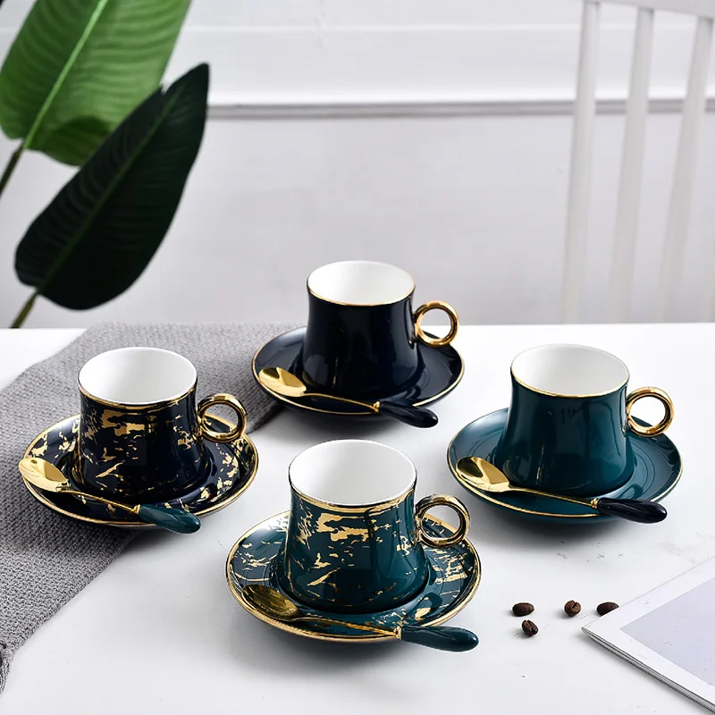 Большая Керамическая зеленая кофейная чашка европейские маленькие Роскошные