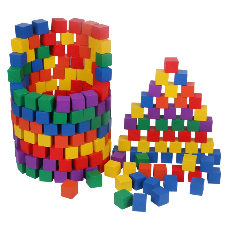 

12 Pcs/Set 3D Wooden Cube Square Building Block Colorful DIY Game Toy Educational Toys for Kindergarten Children