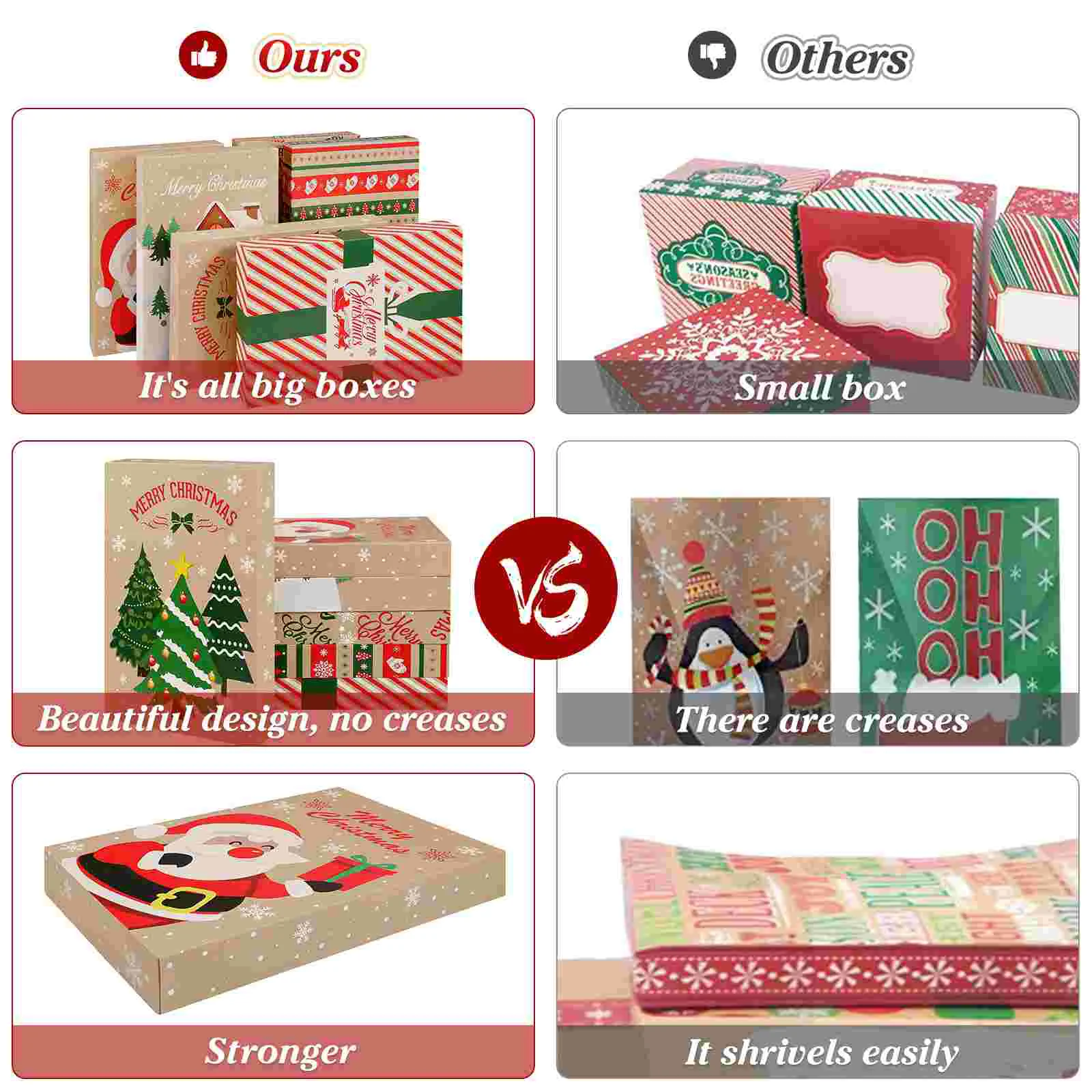 PRETYZOOM 6pcs Christmas Patterned Gift Wrap Boxes Clothes Presents Holder Holiday Treat Party Favors | Дом и сад