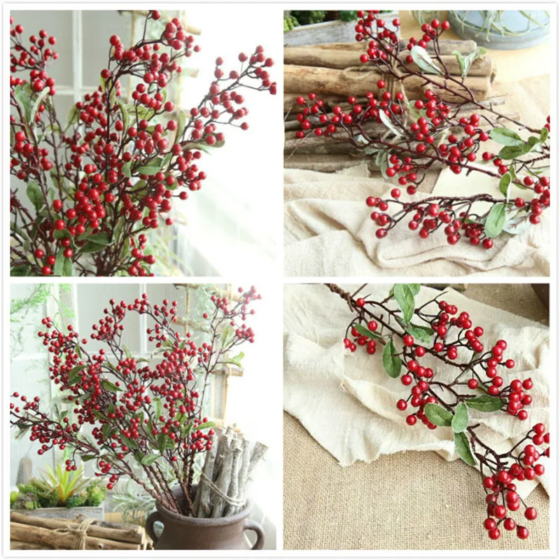 Искусственные цветы для украшения красная птица ягоды искусственные