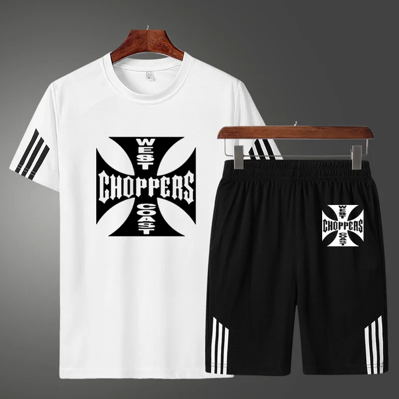 

Fashion West Coast choppers Printing Men's T-shirt Summer Casual High Quality Cotton Men's short sleeve + shorts two-piece suit