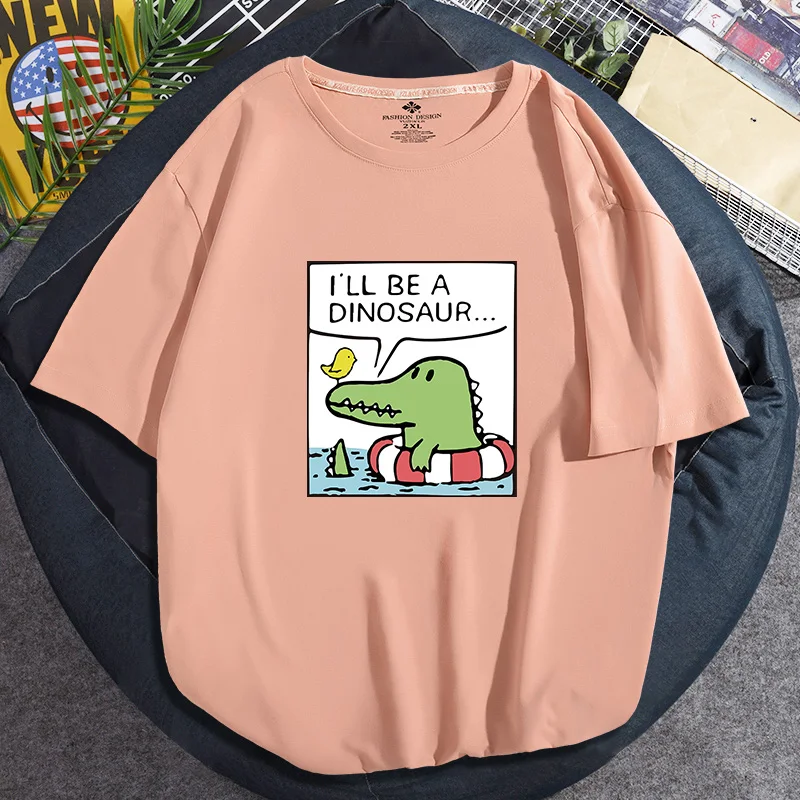

Cartoon Crocodile Print T Shirt Men's Harajuku Novelty Funny Streetwear Tops 2021 Casual T-shirt High Quality 100% Cotton Shirt