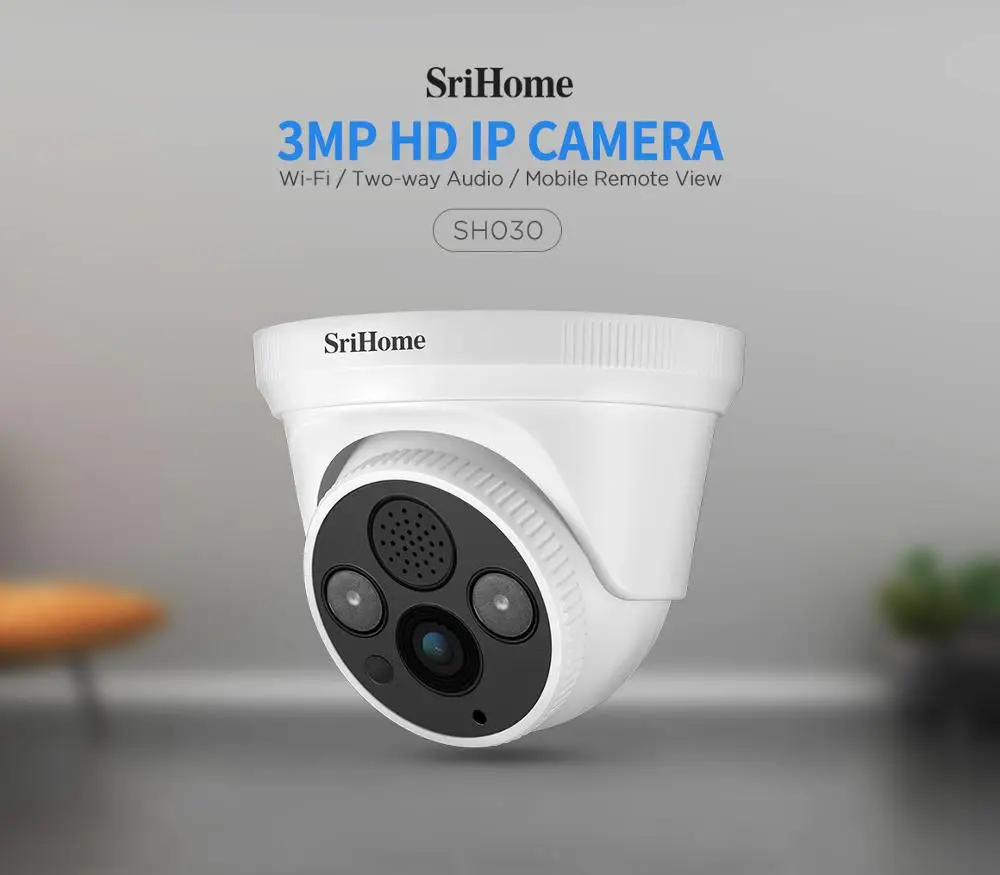 Sricam SH030 3.0MP F HD полушарие IP камера H.265 безопасная замкнутая телевизионная Wifi