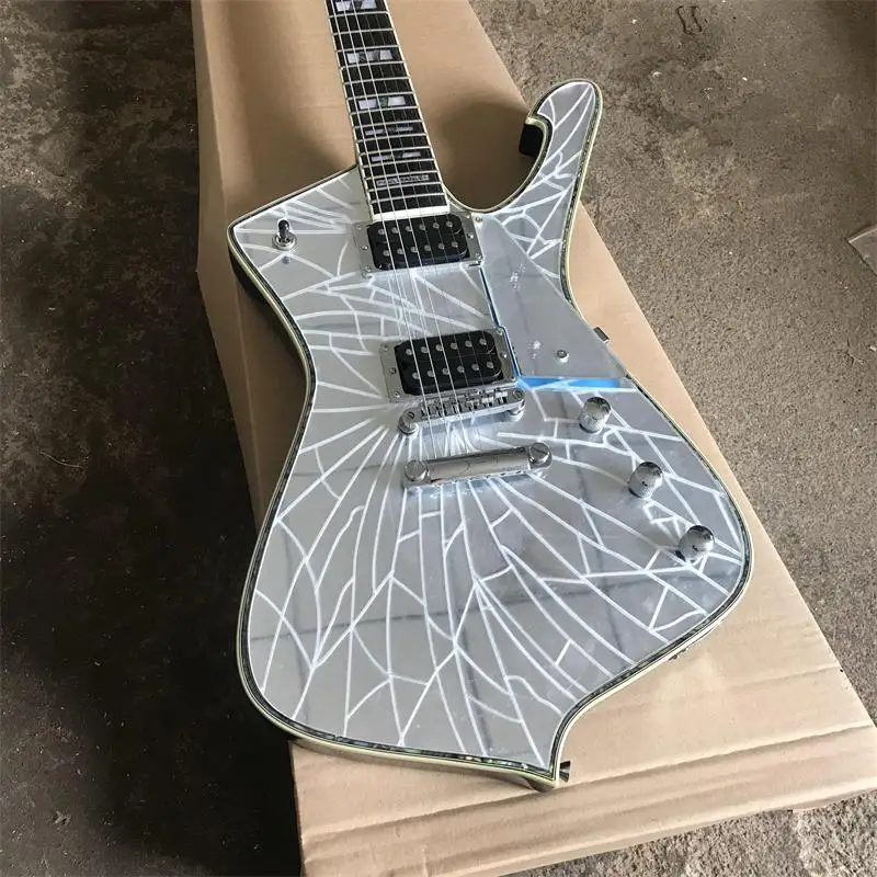 6 cuerdas P aul Стэнли acabado agrietado Iceman plata hardware guitarra electrica