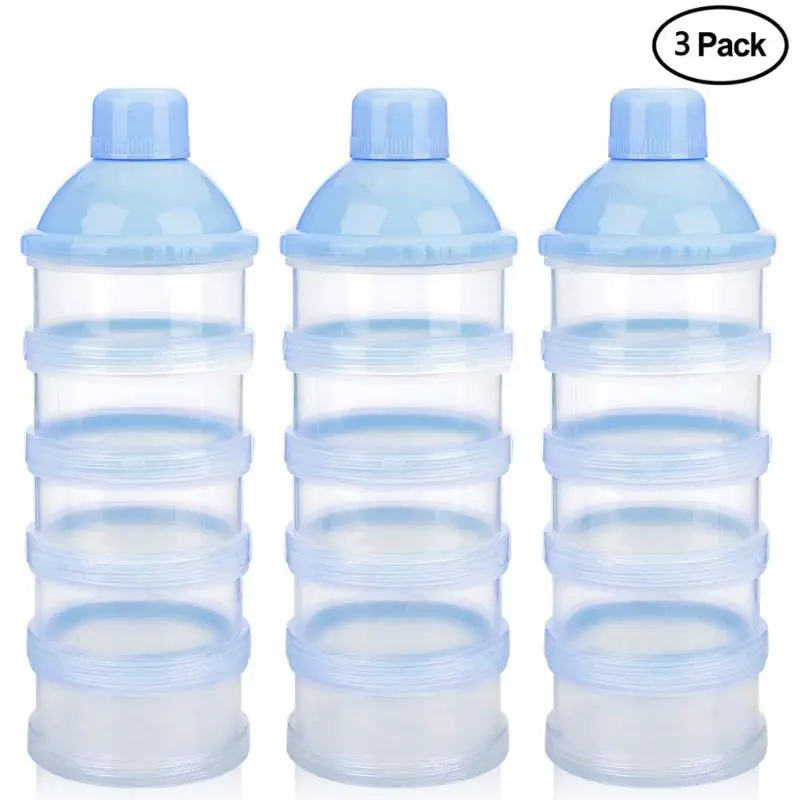 

Baby Milk Powder Dispenser, Non-Spill Smart Stackable Baby Feeding Travel Storage Container, 5 Compartments,3 Pack
