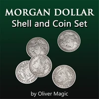 morgan dollar shell and coin set 5 coins 1 head shell magic tricks close up illusions gimmick prop coin magia