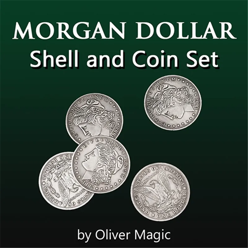 Morgan Dollar Shell and Coin Set (5 Coins + 1 Head ) Magic Tricks Close Up Illusions Gimmick Prop Magia | Игрушки и хобби