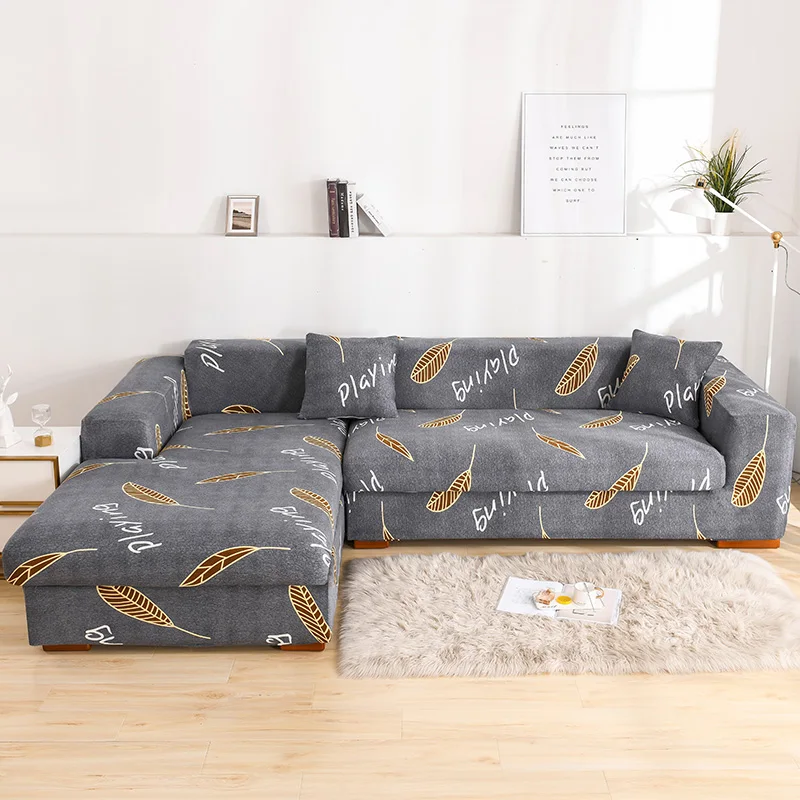 

Furniture Printed Covers Sofas With Peninsula Chaise Longue Fundas Sofa Cheslong Protege Canape Non-slip Stretch Couch Slipcover