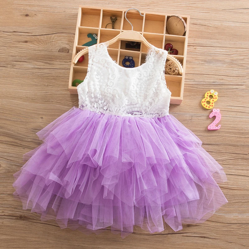 Princess Kids Baby Fancy Wedding Dress Sleeveless Sequins Party For Girl Tutu Tulle Back Hollow Out Formal Dresses | Детская одежда и