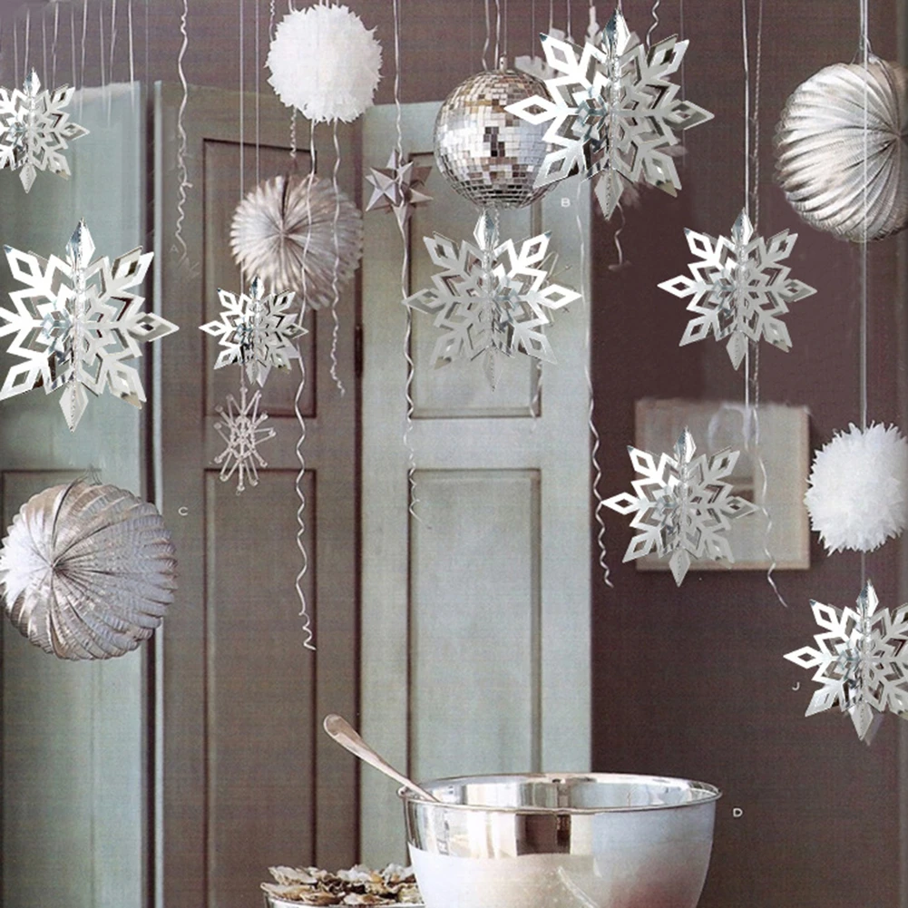 DIY 3D Snowflake Hanging Ornament Christmas Tree Decoration Brick String Pendant For Home Party | Дом и сад