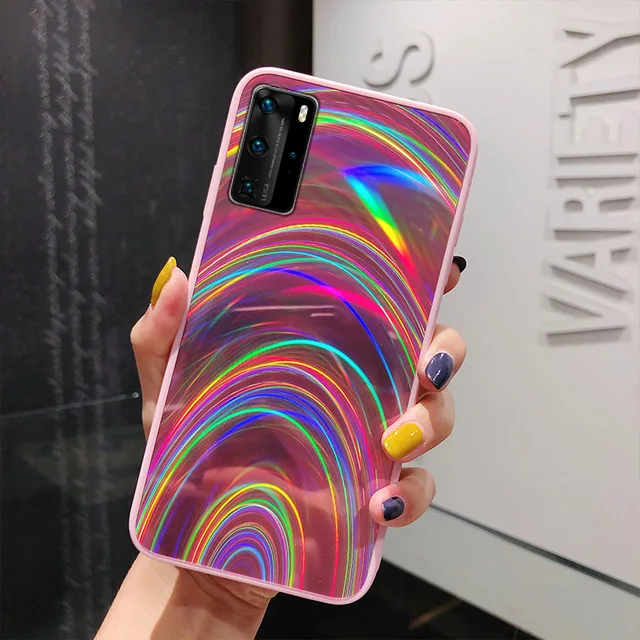 Rainbow Laser Mirror Glitter Case For Huawei Y5P Y6P Y7P 2020 P Smart Z Plus 2019 Y5 Y6 Y7 Y9 Prime Honor 9A 9C Cover | Мобильные