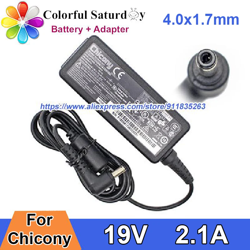 

Chicony A13-040N3A Laptop Adapter 19V 2.1A 40W A040R074L Charger Power Supply 4.0x1.7mm