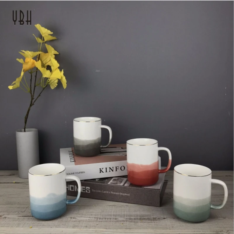 Большие чайные керамические кружки с милым 3d-рисунком перемешивающие крышки в