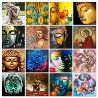 gatyztory coloring by number kits painting buddha statue figure pictures drawing on canvas handpainted art gift home decoration