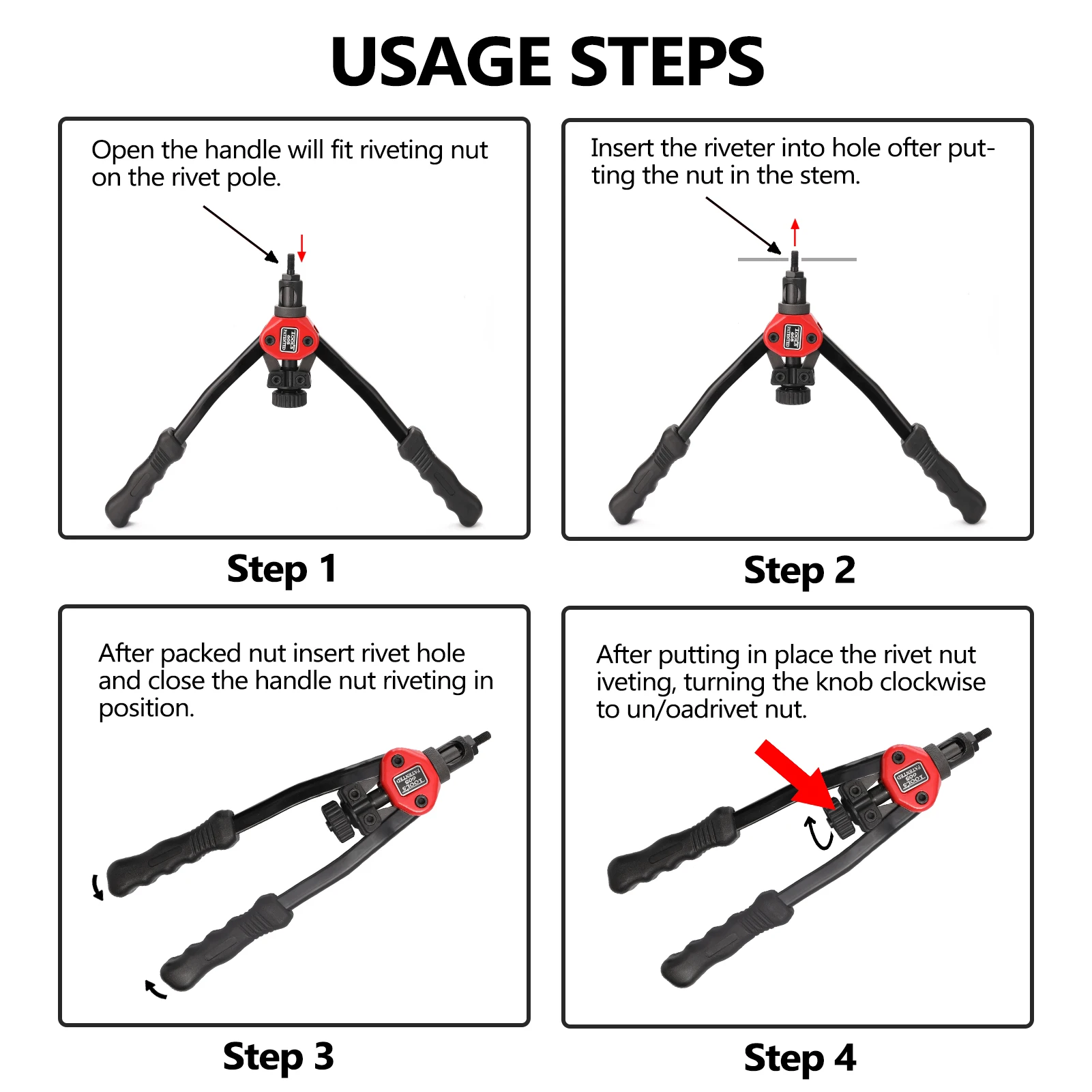 

Labor-saving Hand Riveter Gun BT-605 Hand Rivet Tool Kit Manual Rivet Machine Riveting Tools Riveter Gun with Nut Dies M3-M10